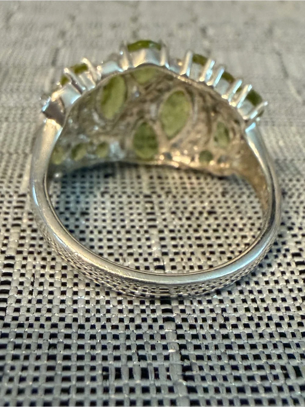 Peridot Green Multi-Stone Sterling Silver Band Ring